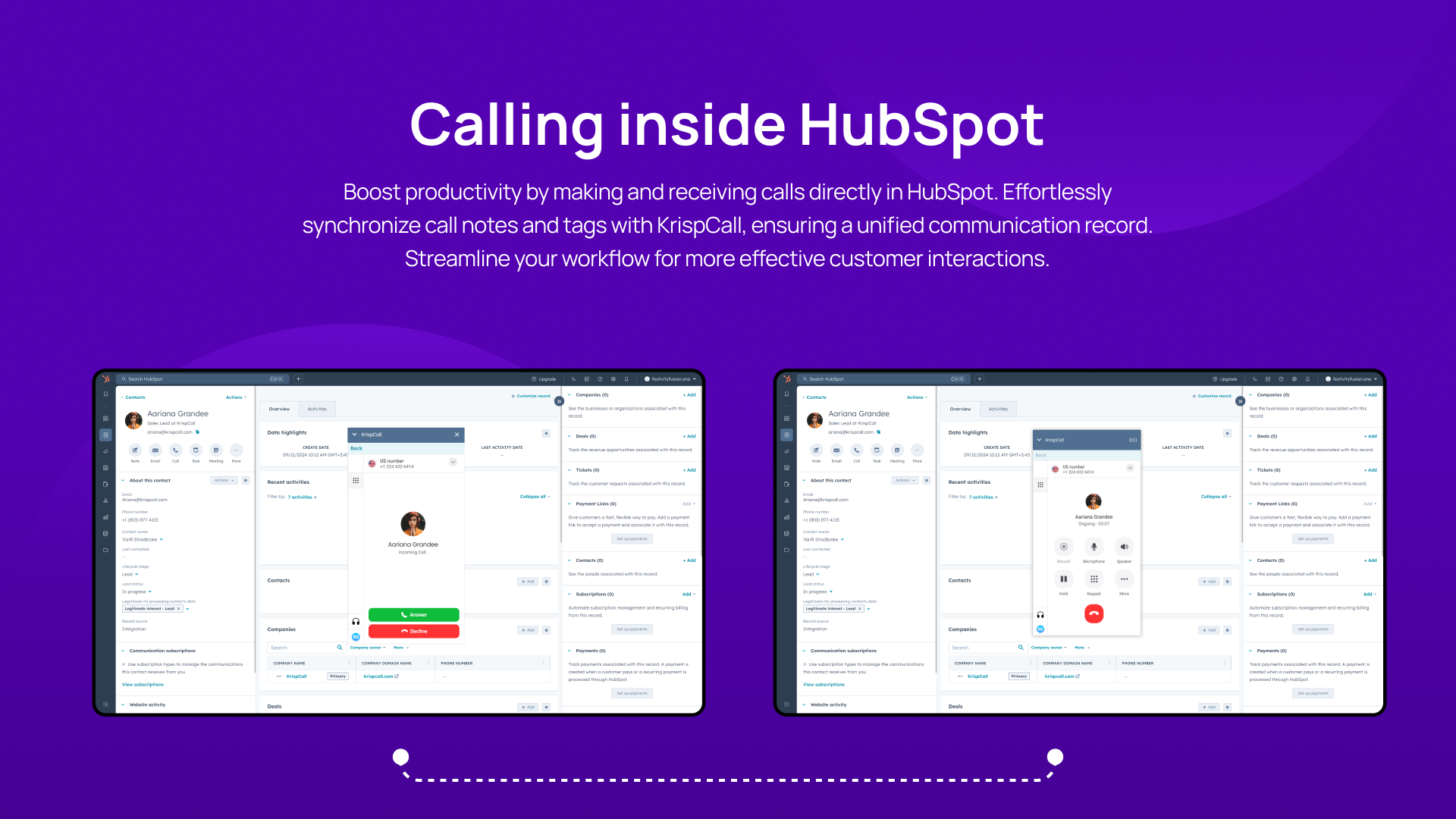 Integrate HubSpot with KrispCall & automate your calls/activity